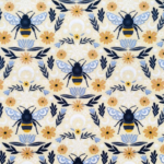 Celestial Bee on Cream Luxe Flannel Fabric