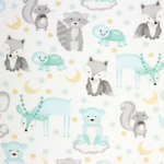 Sleepy Animals On Clouds Nursery Flannel Fabric