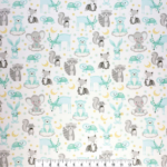 Sleepy Animals On Clouds Nursery Flannel Fabric - Image 2